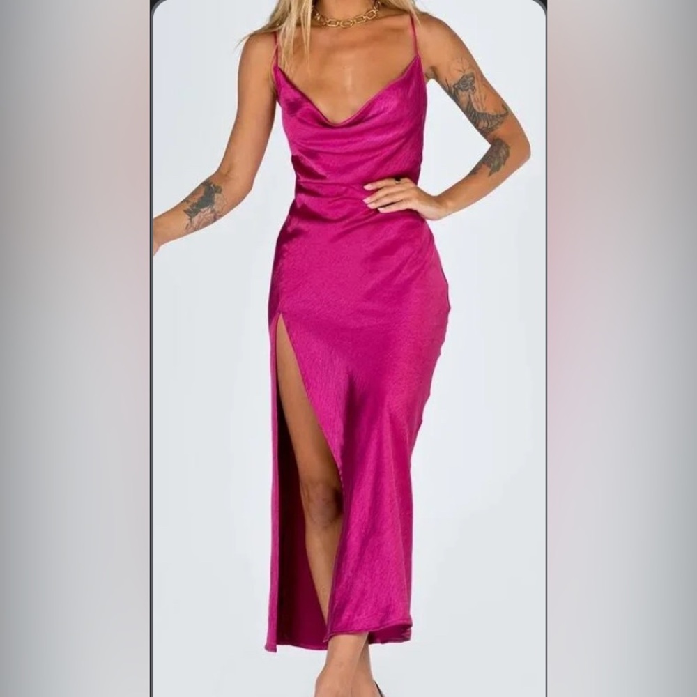 Lioness Pink Ruched Asymmetrical Gown